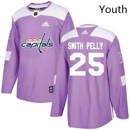 Youth Adidas Washington Capitals 25 Devante Smith Pelly Authentic Purple Fights Cancer Practice NHL Jersey